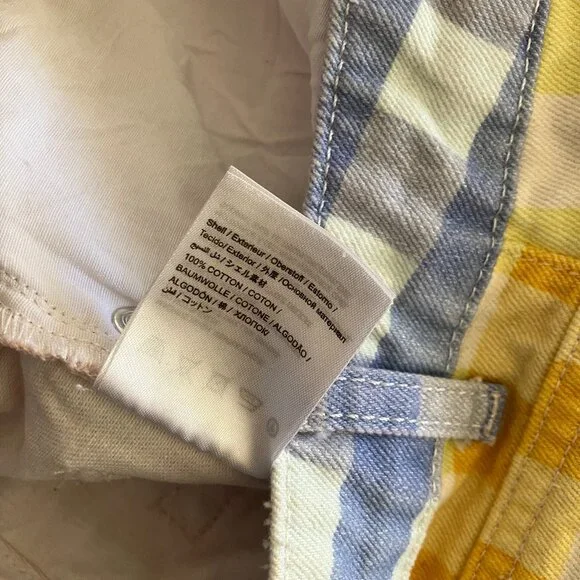 FARM Rio Yellow & Orange Gingham Jean Shorts with Blue Waistband - Picture 7 of 11
